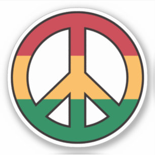 Sticker Symbole de paix avec des couleurs rasta