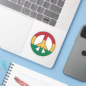 Sticker Symbole de paix avec des couleurs rasta (Ordinateur portable avec iPhone)