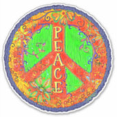 Sticker Symbole de paix hippie amusant Inspirivity Floral (Devant)