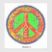 Sticker Symbole de paix hippie amusant Inspirivity Floral (Feuille)