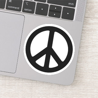 Sticker Symbole de paix minimaliste noir et blanc en cercl