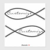 Sticker Symbole de poisson chrétien Ichthys Thunder_Cove (Feuille)