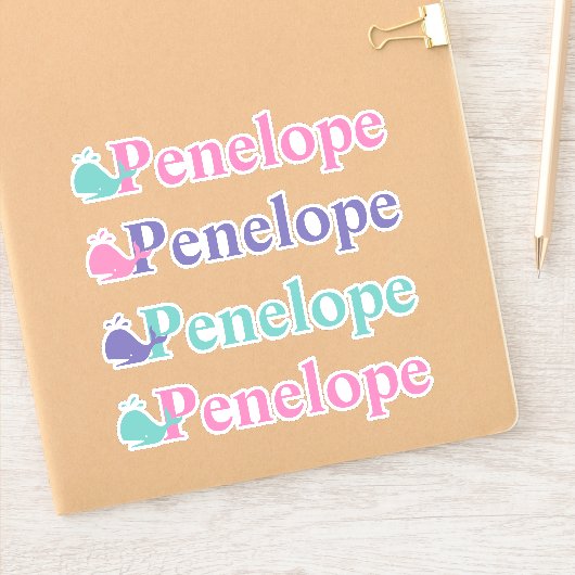 Sticker Symbole de poisson de baleine mignonne Nom personn (Carnet)