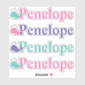 Sticker Symbole de poisson de baleine mignonne Nom personn (Feuille)