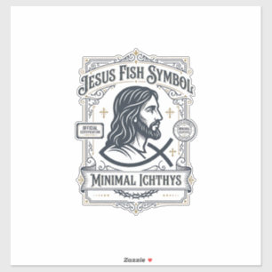 Sticker Symbole de Poisson Jésus Ichthys Minimal Jésus Poi