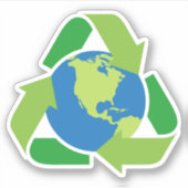 Sticker Symbole de recyclage avec la planète terre (Devant)