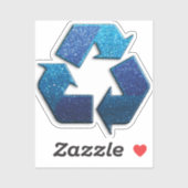 Sticker Symbole de recyclage des Parties scintillant Blue (Feuille)