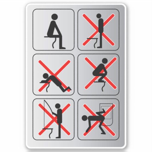 Sticker Symbole de toilettes amusant (Devant)