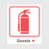 Sticker Symbole d'extincteur, rouge sur blanc, bordure rou (Feuille)