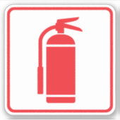 Sticker Symbole d'extincteur, rouge sur blanc, bordure rou (Devant)