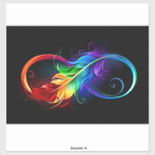 Sticker Symbole d'infini avec plume arc-en-ciel