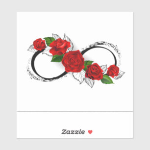 Sticker Symbole d'infini avec roses rouges