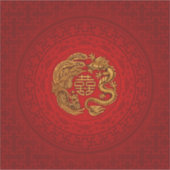 Sticker Symbole du Bonheur Double avec Phoenix et Dragon (Devant)