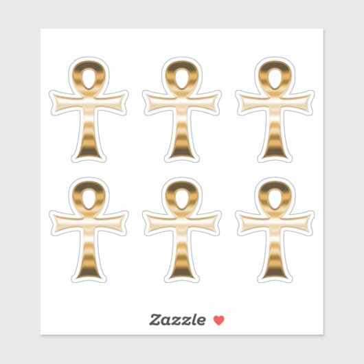 Sticker Symbole égyptien Ankh Faux Argent Metallic Set de (Feuille)
