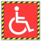 Sticker Symbole en fauteuil roulant - Handicap rouge (Devant)