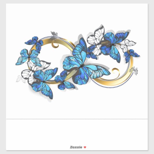 Sticker Symbole infini de papillons Morpho bleus (Feuille)