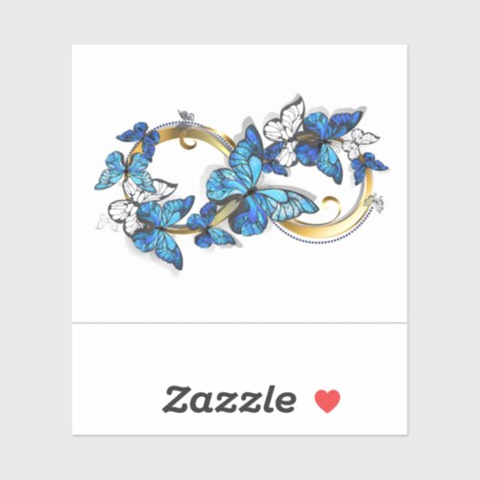 Sticker Symbole Infini de Papillons Morpho Bleus (Feuille)