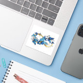 Sticker Symbole Infini de Papillons Morpho Bleus (Ordinateur portable avec iPhone)