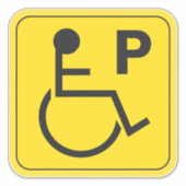 Sticker Symbole jaune en fauteuil roulant (Devant)