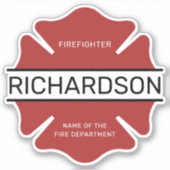 Sticker Symbole logo rouge du pompier personnalisé (Devant)