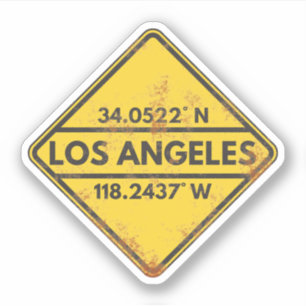 Sticker Symbole métallique rusté de Retro Los Angeles