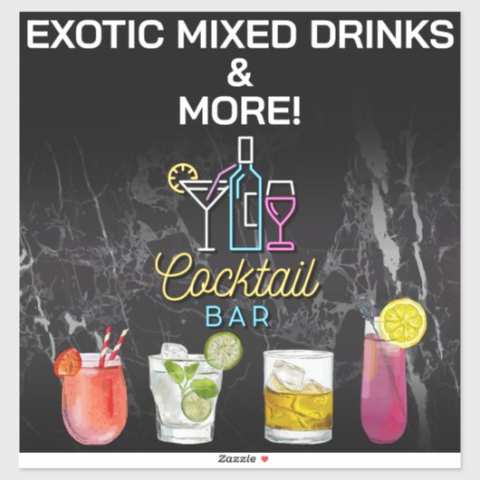 Sticker Symbole néon de la barre de cocktails (Feuille)