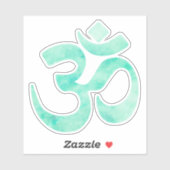 Sticker Symbole Om Aquarelle verte (Feuille)