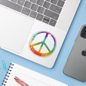 Sticker Symbole PEACE signe Hippie Aquarelle Cravate bross (Ordinateur portable avec iPhone)