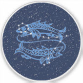 Sticker Symbole Poissons Constellation et Zodiaque avec ét (Devant)