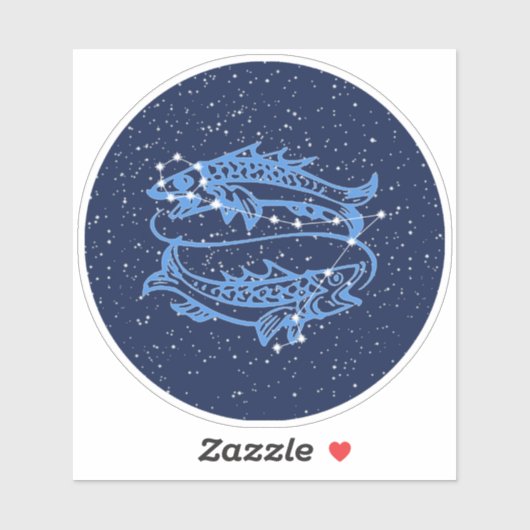 Sticker Symbole Poissons Constellation et Zodiaque avec ét (Feuille)