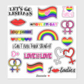 Sticker Symbole venus arc-en-ciel lesbien (Feuille)