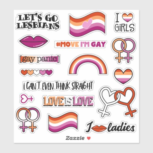 Sticker Symbole vénus du drapeau lesbien (Feuille)