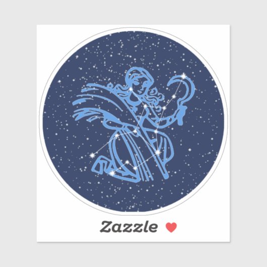 Sticker Symbole Virgo Constellation et Zodiac avec étoiles (Feuille)
