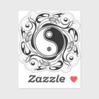 Symbole Yin et Yang Style tatouage noir et blanc
