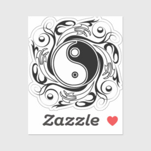 Sticker Symbole Yin et Yang Style tatouage noir et blanc