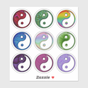 Sticker Symbole Yin Yang Jeu de texture en verre coloré 9
