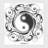 Sticker Symbole Yin & Yang Tatouage Noir et Blanc (Feuille)