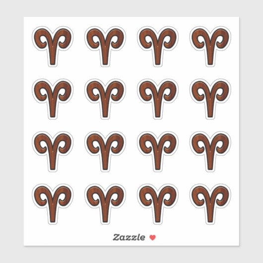 Sticker Symbole Zodiac d'Aries moderne en acajou comme imp (Feuille)