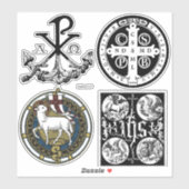Sticker Symboles catholiques traditionnels (Feuille)