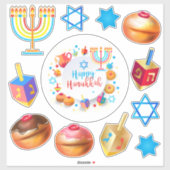 Sticker Symboles de Fête de l'Hanoukka (Feuille)