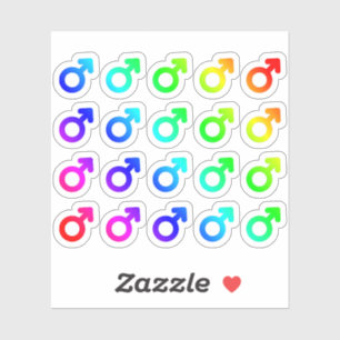 Sticker Symboles de genre masculin coloré minuscule Fierté