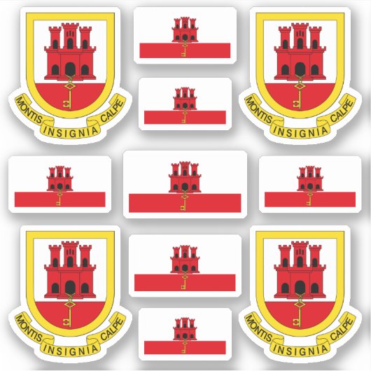 Sticker Symboles de Gibraltarien / Armoiries et drapeau (Devant)
