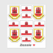 Sticker Symboles de Gibraltarien / Armoiries et drapeau (Feuille)