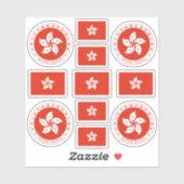 Sticker Symboles de Hong Kong / blason et drapeau (Feuille)