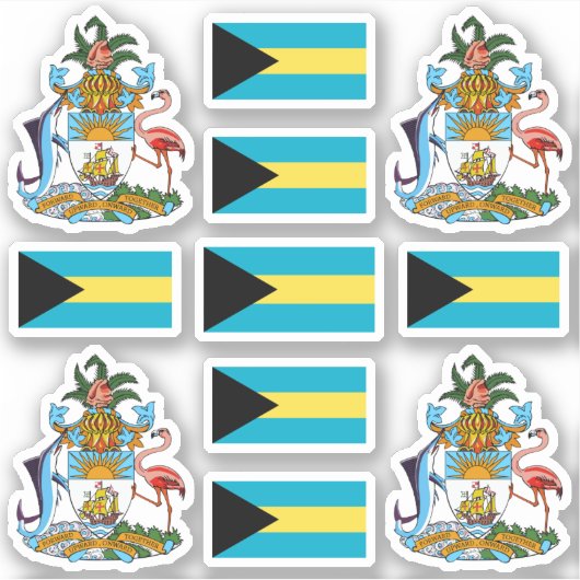 Sticker Symboles de l'État bahaméen / blason et drapeau (Devant)