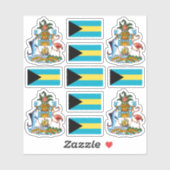 Sticker Symboles de l'État bahaméen / blason et drapeau (Feuille)