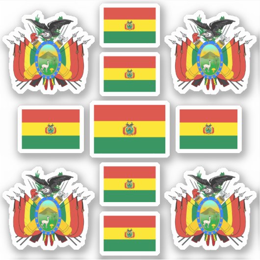 Sticker Symboles de l'État bolivien / blason et drapeau (Devant)