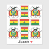 Sticker Symboles de l'État bolivien / blason et drapeau (Feuille)