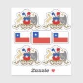 Sticker Symboles de l'État chilien / blason et drapeau (Feuille)