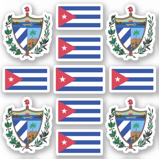 Sticker Symboles de l'État cubain / blason et drapeau (Devant)